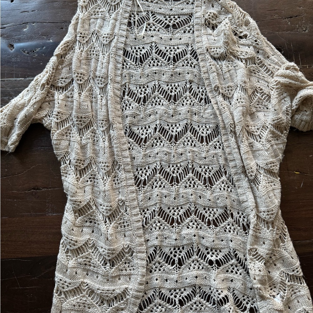 Pink Republic Cream Openwork Knit Top